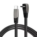 Daswise USB-C and Lightning Cable for Tesla Model Y/3，90° Right-Angle Flat Braided PD QC3.0 Charging Cable Fits All USB-C Adapters and Vehicles Dock for iPhone and Samsung (Lightning)