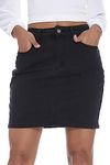 GUANYY Jean Skirts for Women Denim High Waisted Solid Stylish Comfy Cute Short Pencil Mini Skirt Black Large