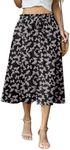 Plus Sized Women's High Waisted A-Line Skirt 2025 Flowy Casual Midi Skirts Boho Style with Pockets XXL Floral Butterfly Black