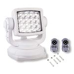 Super Bright Offroad LED Spotlight Head Light, Wireless Remote-Controlled, 6000K Cool-White Long-Range Spot Beam for Trucks & Boats, Corrosion & Vibration Resistan, 12V/24V DC, White Finish, 1-Pack