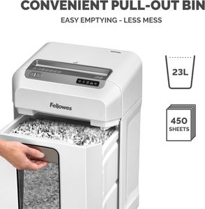 Fellowes 12-Sheet Mini Cut Office Shredder – Auto Reverse, SafeSense, 23L Bin