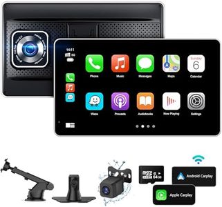 Skisea Apple Carplay Screen for Car, 7'' Portable Touch Screen Apple Carplay and Android Auto,2.5K Dash Cam, 1080P Backup Camera, GPS Navigation, Bluetooth, AirPlay, MirrorCast, AUX/FM Transmitter