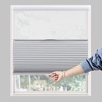 Persilux Custom Size Cordless Cellular Shades Top Down Bottom Up Pleated Window Shades 100% Blackout Blinds Thermal Window Blinds Waterproof Honeycomb Shades for Indoor Windows White