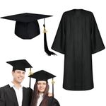EHIOG Graduation Gown and Mortarboard Cap, Academic Ceremony Costume for High School & University, With Tassel Sash, 2024 Graduation Gown, Unisex for High School & University-One size