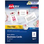 AVERY(8877)Printable Business Cards, Inkjet Printers, Clean Edge, Heavyweight ,White, 400 Cards, 2 x 3.5