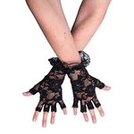 Black Halloween Fingerless Lace Gloves