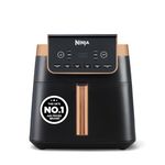 Ninja Air Fryer MAX PRO, 6.2L, Uses No Oil, Large Square Single Drawer, Roast, Bake, Air Fry, Family Size, Non-Stick, Dishwasher Safe Basket & Crisper Plate, Silicone Tongs, Black & Copper, AF180UKCP