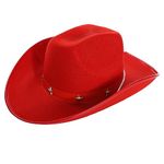 Red Cowboy Hats - Pack of 1 - Felt Star Studded Cowboy Hat Cowgirl Hats Wild West Fancy Dress Accessory