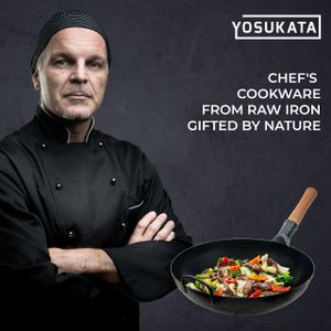 YOSUKATA 34cm Blue Carbon Steel Wok – Stir Fry Pan