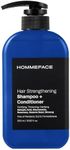 HommeFace 2-in-1 Hair Strengthening Shampoo + Conditioner for Men, 16.9 Fl. Oz. - Hair Thickening, Scalp Exfoliating, Volumizing for Reduced Shedding, Density & Shine