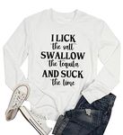 TSIIUO Women's I Lick The Salt Swallow The Tequila Sweatshirt Funny Drinking Tees Holiday Party Casual Long Sleeve Tops, White, X-Large