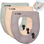 Jicyor 3pcs Toilet Seat Cover Cushion Pads Universal Thicken Zipper Toilet Seat Pad Mat Washable Reusable with Hanging Loop for Home Office School (Gray、Green、Beige)