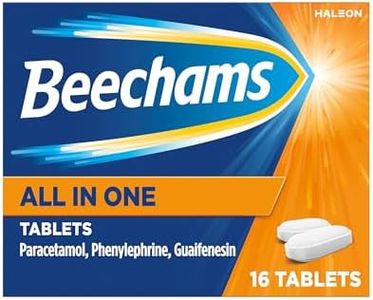 Beechams All In One Cold and Flu Tablets, Cough Medicine for Adults & Headache Relief with Paracetamol, 16 Count