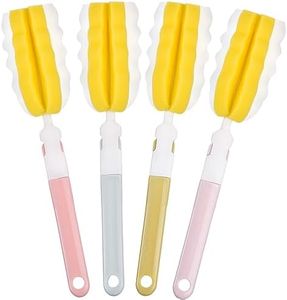 INVODA 4PCS Bottle Brush Long Handle Cup Cleaner Brush Sponge Bottle Scrubber Detachable Handle Portable Sponge Cleaning Brush for Baby Bottle Dishwashing Kitchen Clean Glasses Mugs (4 PCS)