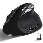 Ergonomic Mouse Vassink Vertical Mouse Type C Rechargeable Right Wireless Mouse Handed Small Mouse with USB Receiver, 6 Buttons 2.4GHz Adjustable DPI 800/1200/1600 for PC,Laptop,etc (Black)