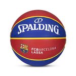 Spalding Euro Barcelona Professional Match Ball for Indoor/Outdoor Play Rubber Moulded Basketball for Men Women Youth (Color: Red-Blue) Size-7