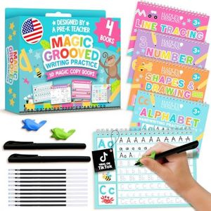 Hadley Designs Magic Grooved Writing Practice for Kids- Preschool Learning Activities, Letter Tracing for Kids Ages 3-5, Magic Book Handwriting Practice, Kindergarten Workbooks, Pre K Graduation Gifts
