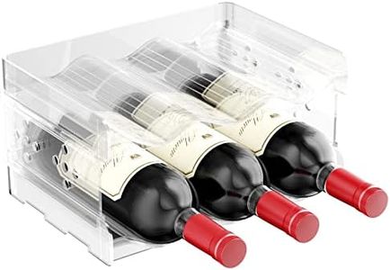 Relota 2 Pièces Range Porte Bouteille Vertical Vin Frigo, Casier Empilable Bouteille Polystyrene, Peut Contenir Jusqu'à 6 Bouteilles, Adapté aux Armoires, Salon