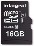 Integral UltimaPro 16 GB MicroSDHC Class 10 Memory Card up to 40 MB/s, U1 Rating - Black