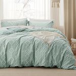 Bedsure Boho Duvet Cover Queen - Cationic Dyed Tufted Duvet Cover, 3-Piece Shabby Chic Boho Bedding Duvet Cover for All Seasons (Sage Green, Queen, 90"x90")