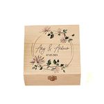 ukgiftstoreonline Personalised Wedding Or Anniversary Wooden Box Gift Wreath Design