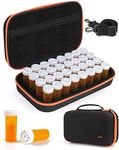 32 PCS Empty Pill Bottles with Carrying Case for Prescription Medication, 8DR Plastic Prescription Bottle with Child Proof Caps, Push Down and Turn, Prescription Vial, Medicine Container