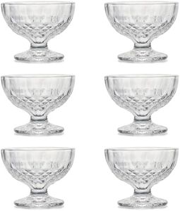 Glass Dessert Bowls Set of 6 Lead-Free Footed Elegant Glass Ice Cream Cups Fruit Parfait Cups Trifle Party Bowl Glass Pudding Cup for Sundae,Snack,Cereal,Fruit,