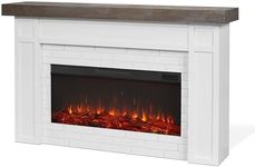 Real Flame Cravenhall Landscape Electric Fireplace with Mantel for Living Room or Bedroom, Replaceable Fireplace Insert Heater, Realistic Log and Flame Effect, Remote Control, Timer, White