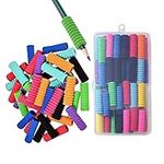 Lvcky 50 Pieces Foam Pencil Grips 11 Rings Pencil Cover Soft Cushioned Foam for Kids Handwriting, Assorted Colors