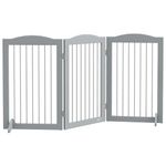 PawHut Foldable Dog Gate, Freestanding Pet Gate, Dog Barrier with Two Support Feet, for Doorways, Stairs, Halls - Grey