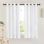 NICETOWN White Sheer Curtains 63 inches Long Grommet for Living Room, Semi Sheers Voile Privacy Short Window Curtains 2 Panels Light Filtering Drapes for Bedroom (2 Pc, 54 Wide x 63 Long, White)