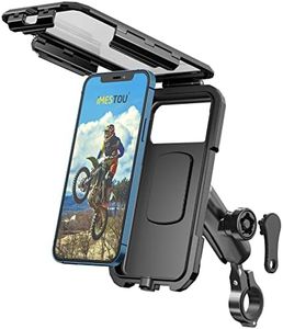 iMESTOU Anti-Theft Waterproof Motorcycle Phone Holder Bike Phone Mount 1" Ball Handlebar Stem Mobile Holder with Double Socket Arms 720° Rotation Aluminium Base for 5.5"-6.8" Cellphones (L)