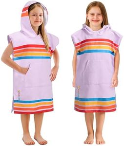 SUN CUBE Kids Towel Changing Swim Robe Surf Poncho, Quick Dry Microfiber Hooded Wearable Blanket for Boys Girls 3-7 Years, Sunset Purple