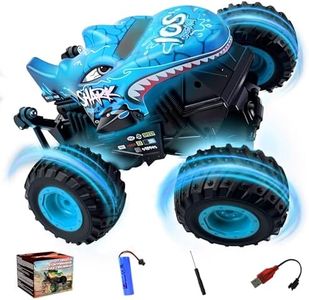 BEZGAR Monster Truck Toys, Remote Control Monster Truck with Dancing Spins, Lights & Music, 1:20 Remote Control Car for Boys 4-7, 5 6 7 8 9 10 +Year Old Boys Birthday Gifts (Blue)