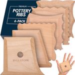 Byllstore Pottery Ribs & Trimming Tools | 2 Foot Shaper Tools | 4 Clay Texture Ribs | Solid Beech Wood | Several Pack Options (6-Pack)