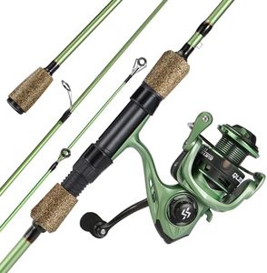 One Bass Fishing Rods Combo, 30-Ton Carbon Fiber Blanks Spinning Rods,5.2:1 Gear Ratio Fishing Reel, 2-Piece with Rubber Cork Handle- 7'0" with QL2000