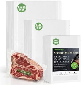 Vacuum Sealer Bags For Food-150 Quart 11"x16"and Quart 8"x12"and Pint 6"x10"-Commercial Grade BPA Free Bag-Durable Customized Size Food Vac Bags for Storage and Sous Vide Cooking-Puncture Prevention