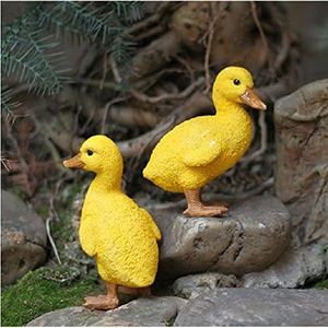 Leoie Resin Duck Figures Garden Decoration,Outdoor Statue,Yard Decoration (a Pair)