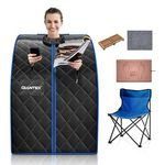 Giantex Portable Sauna Infrared Personal Home Spa W/ 9 Temperature&Timer, Foldable Chair, LED Remote Control, Foot Roller, Heating Pad & Absorbent Mat for Weight Loss, Detox, Relaxation (Black)