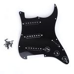 Musiclily SSS 11 Hole Loaded Prewired Stratocaster Pickguard with Alnico 5 Pickups Set for Strat Style Guitar,3Ply Black