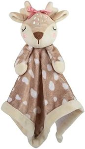 Minky Animal Snuggler Lovey Blanket for Kids, Babies, Boys, Girls, Gender Neutral Security Blanket with Stuffed Animal (Freckled Fawn)