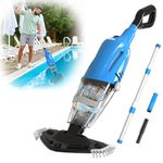 PoolyPoly Pool Hoover Rechargeable, Electric Pool Vacuum Cleaner with Adjustable Handle, 60 Minutes Running Time, Cordless Handheld Pool Vacuum for Spas, Hot Tubs, Pools, Blue