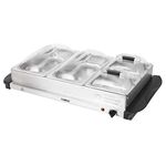 Tower Four Buffet Server and Plate Warmer with 2 x 2.4 and 2 x 1.2 Litre Trays Capacity, 300 W, Stainless Steel