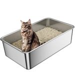 Anycoo Extra Large Stainless Steel Litter Box for Big Cat, 60 L x 40 W x 15 H with High Side, Cat Litter Box No Odor Left, Metal Litter Box Non-Sticky, Easy to Clean