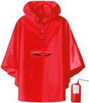 SaphiRose Lightweight Kids Rain Poncho Waterproof Jacket Zipper Up Rain Coat, Red, 5-7 Years