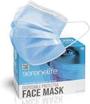 SereneLife 100 Pcs. Disposable Face Masks - 3 Layer Protection Breathable Face Masks, for Dust Covering, Protective Dust Filter, PPE Safety Mouth Cover, and Nose Shield, for Adults SL3PLY100