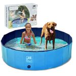 Cool Paws Large Paddling Pool for Dogs 160x30cm – Durable Foldable Plastic Paddling Pool for Dogs and Kids, Leakproof and Puncture Proof Dog Pools, Ideal for Indoor & Outdoor Use – Blue