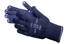 12 Pairs Jah 5030 Cotton/Polyester Knit Gloves, Working Gloves, with Dots, Safe Grip, Blue, Size 7, Pack of 24 Pieces