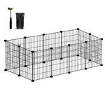 SONGMICS LPI001B01 Indoor Guinea Pig Playpen, Rabbit Cage, Large Exercise Enclosure, DIY Metal Modular Fence for Hamster, Pet, Small Animals - Black