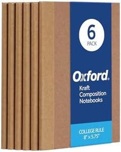 Oxford Composition Notebook 6 Pack,Notebooks for School, School Supplies, School Journal, Comp Book, College Ruled Paper, 5.75 x 8 Inches, Small Size, 60 Sheets, Kraft Covers (63831)